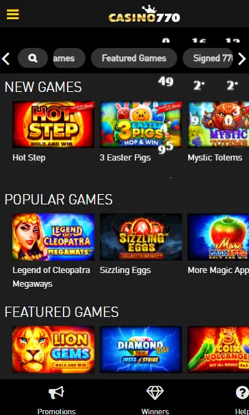 Fonctionnalités principales de 770 CASINO